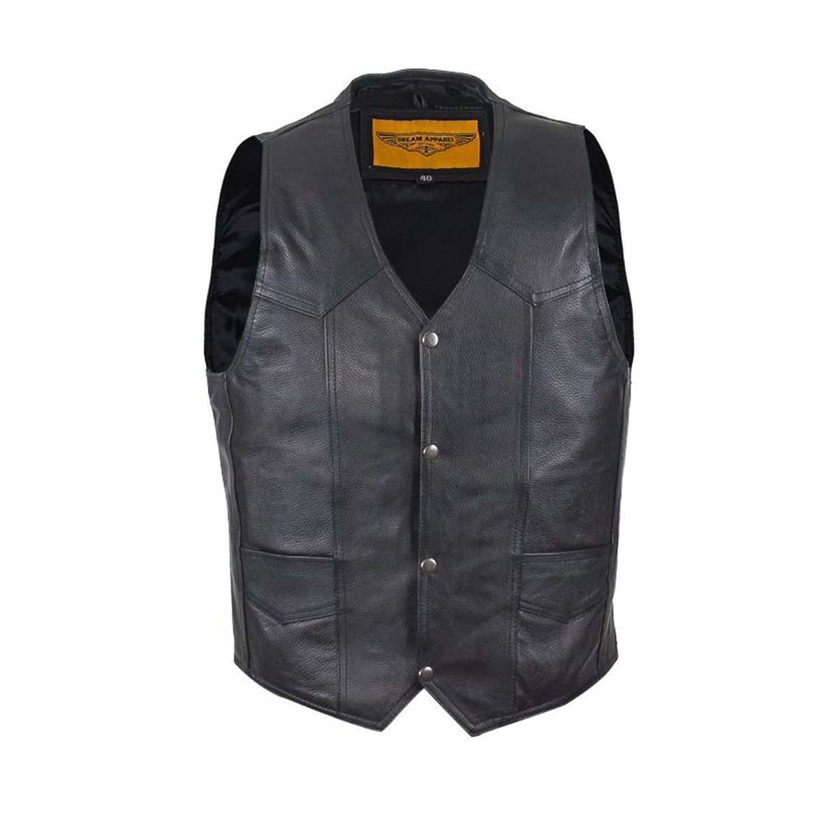 Mens Plain Black Leather Vest