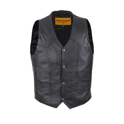 Mens Plain Black Leather Vest