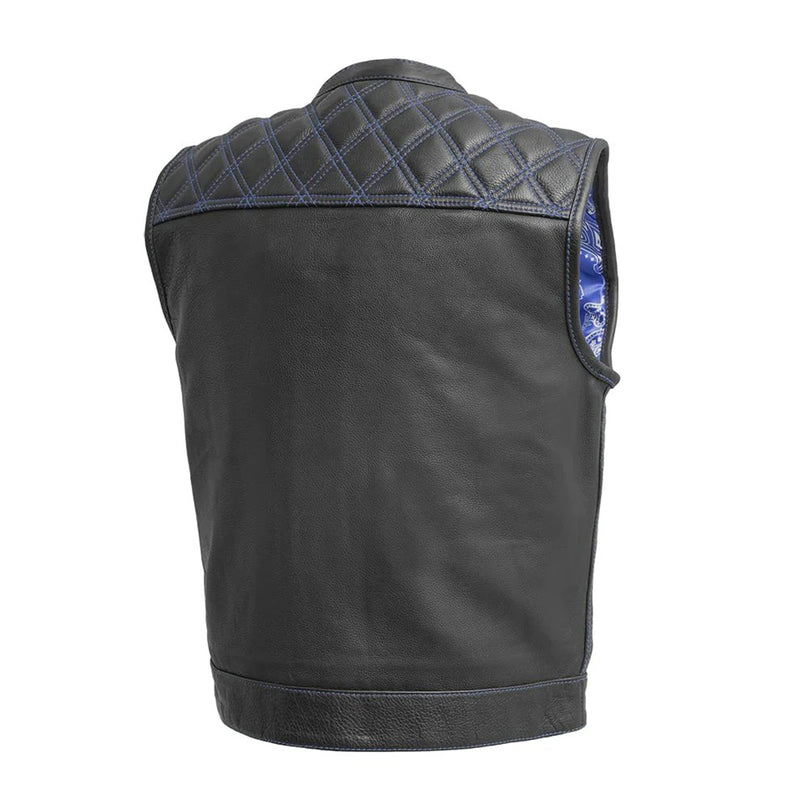 Downside Motorcycle Leather Vest - Black/Blue