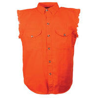 Men’s Orange Lightweight Sleeveless Denim Shirt