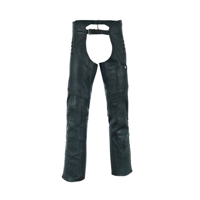 chaps dress pants Classic Chaps with Eyelets Design & Zipper Pocket