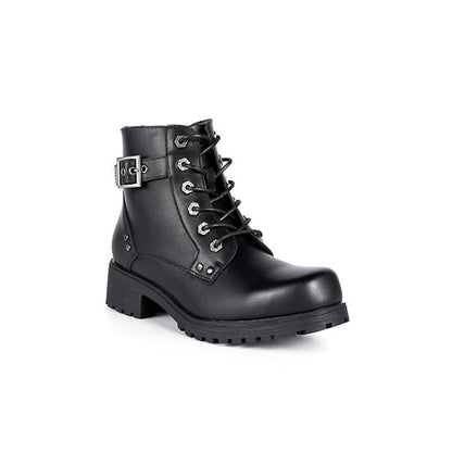 Ladies Black 6-Eye Motorcycle Boots W/ Zipper