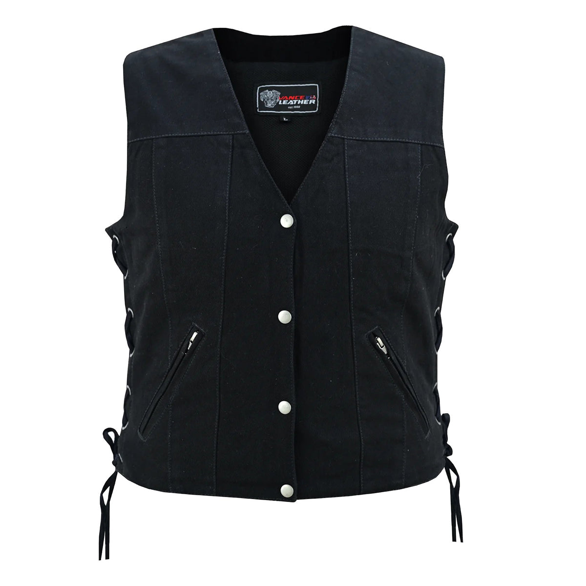 Black jean biker top vest