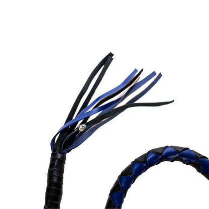 42" X 3" Hand-braided Get Back Whip - Black/Blue