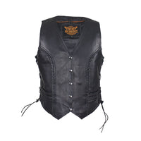 Womens Longer Motorcycle Vest With Braid By Milwaukee Riders