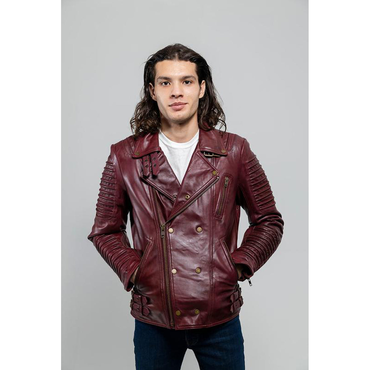 Brooklyn - Men's Fashion Lambskin Leather Jacket (Oxblood)