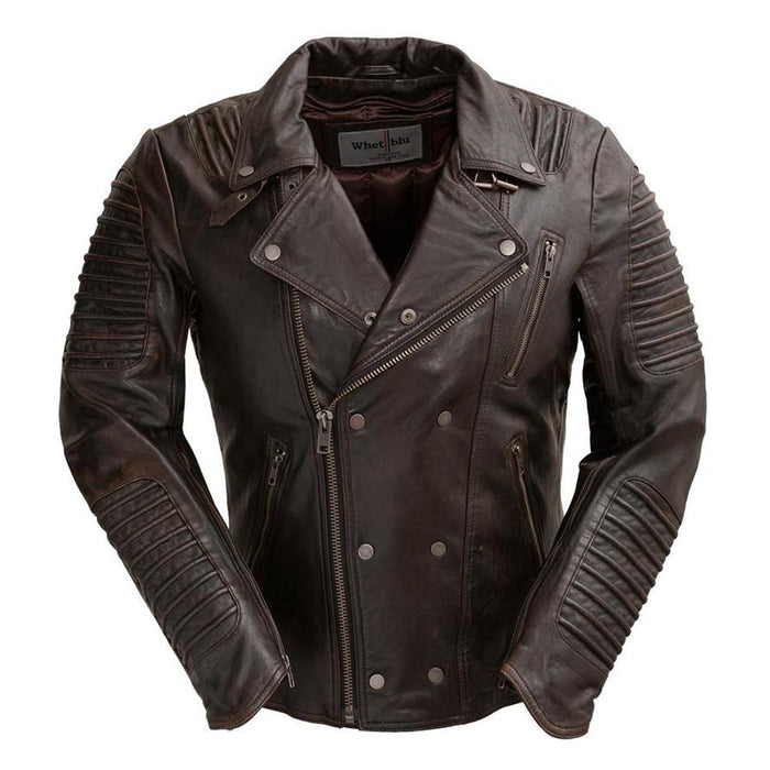 Brooklyn - Men's Fashion Lambskin Leather Jacket Black Cognac