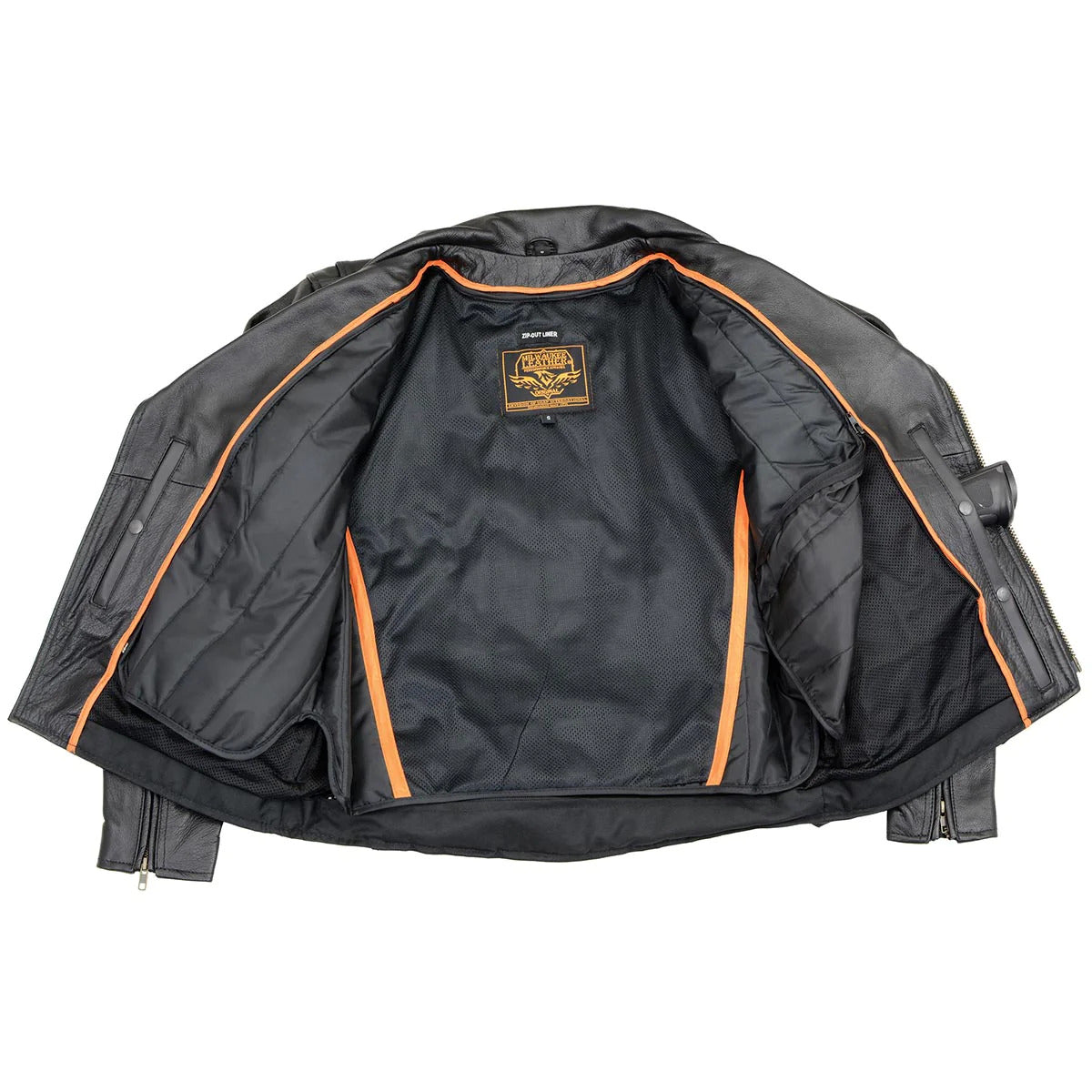 Black Genuine Leather Motorcycle Jacket for Men, 1.3mm Thick Police Style Biker Jacket