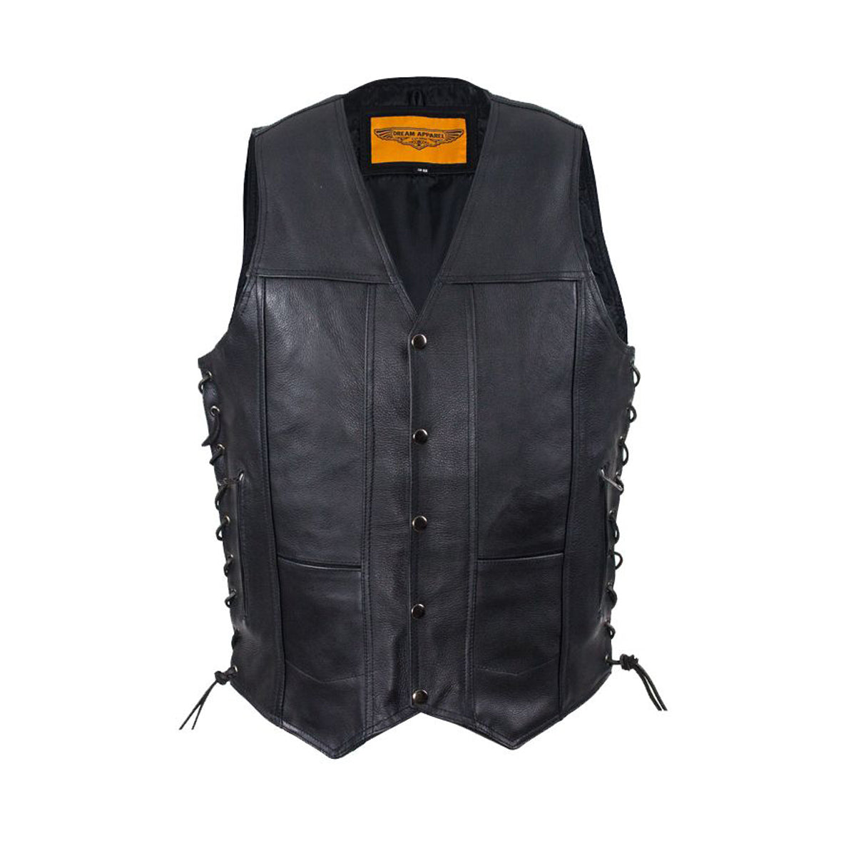 Mens Plain Leather Vest With Gun Pocket
