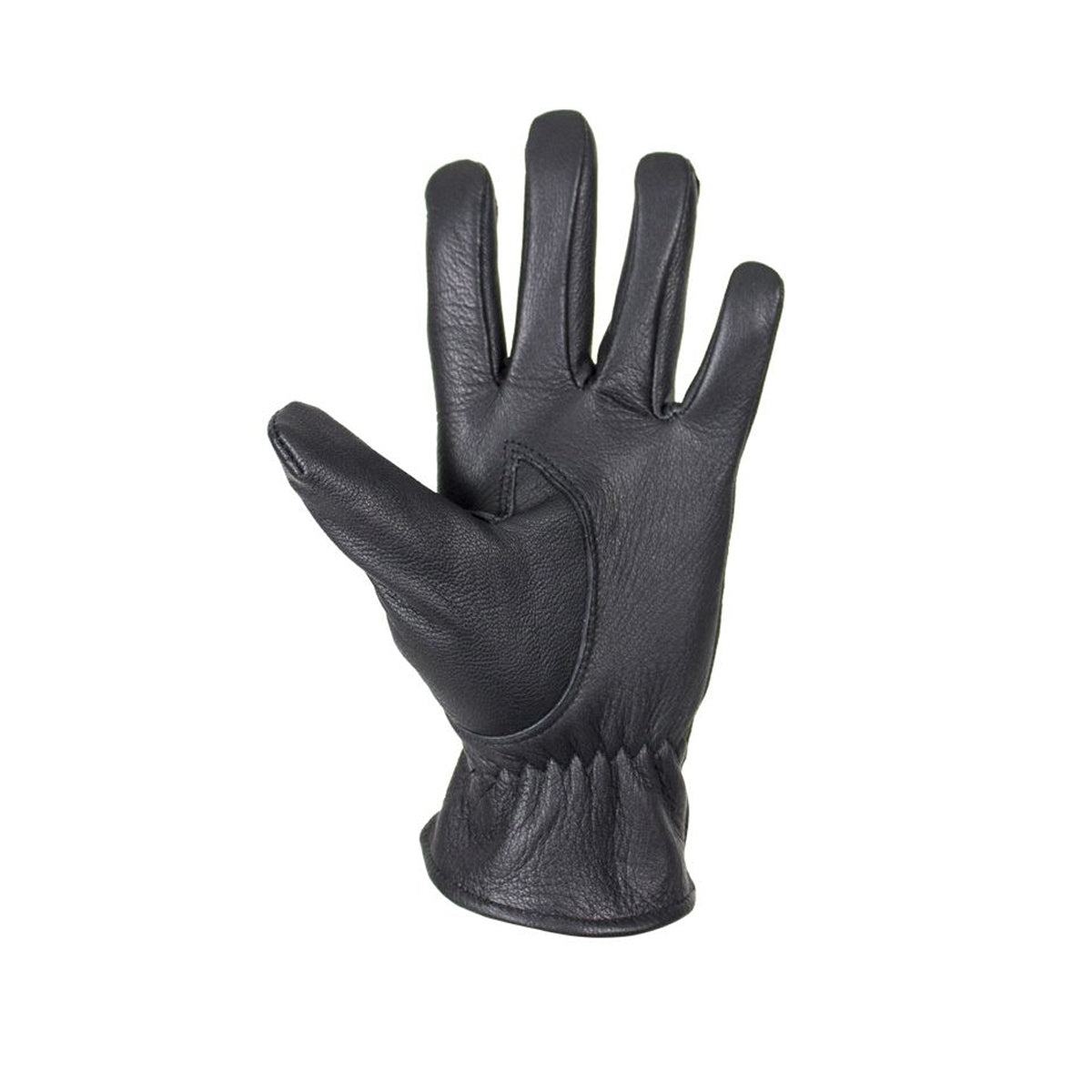 Ladies Deer Skin Leather Gloves W/ Zipper - Black