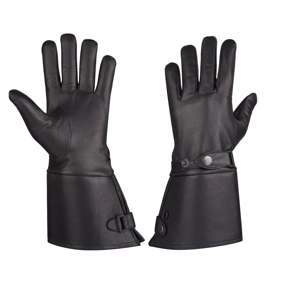 MEN’S THERMAL LINED LEATHER GAUNTLET GLOVES W SNAP WRIST & CUFF