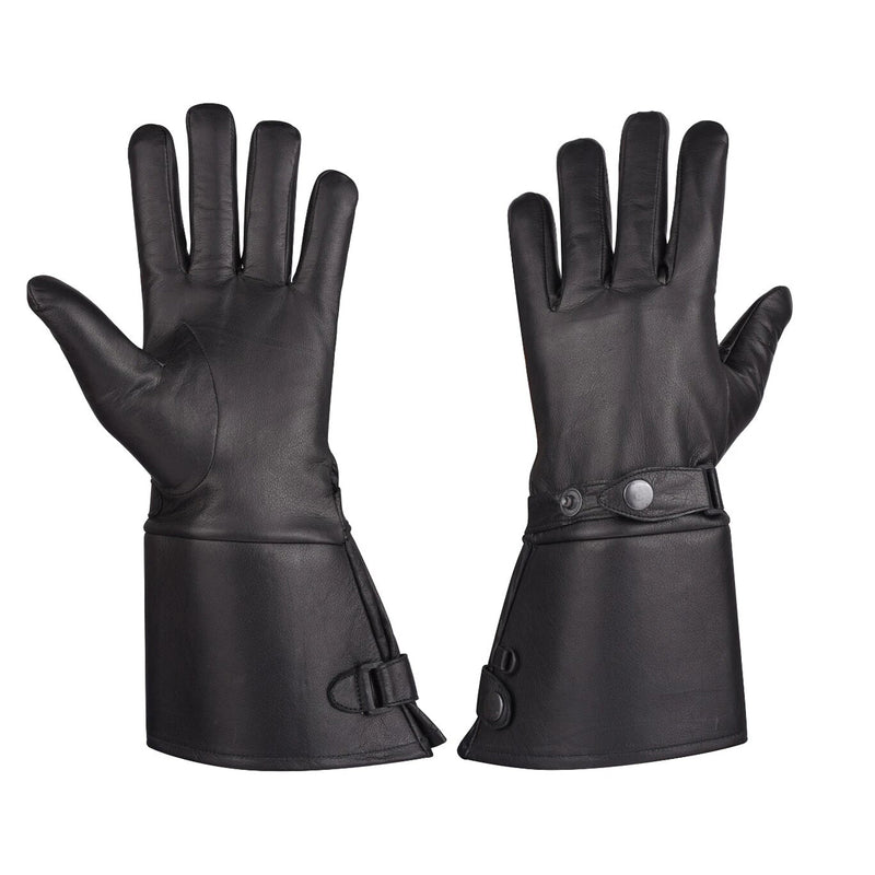 MEN’S THERMAL LINED LEATHER GAUNTLET GLOVES W SNAP WRIST & CUFF