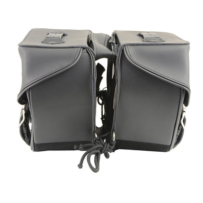 Black Zip-Off Large Double Strap PVC Throw Over Saddle Bag