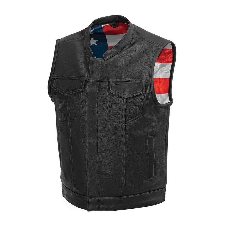 Born Free Motorcycle Leather Club Vest (Black Stitch)