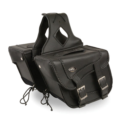 Medium Braided Zip-Off PVC Throw Over Saddle Bag(12X9X6X17.5)