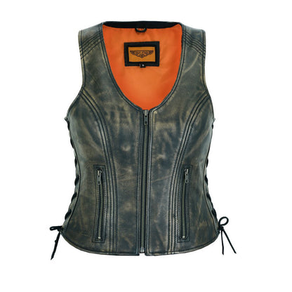 Women's Distressed Brown Naked Leather Vest