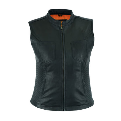 Women's Racer Collar Lamb Skin Vest