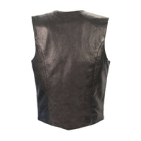 Ladies Black Lightweight Classic Four Snap Leather Vest