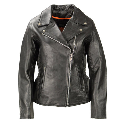 Ladies Black Braided Jacket with Studded Back and Gun Pockets