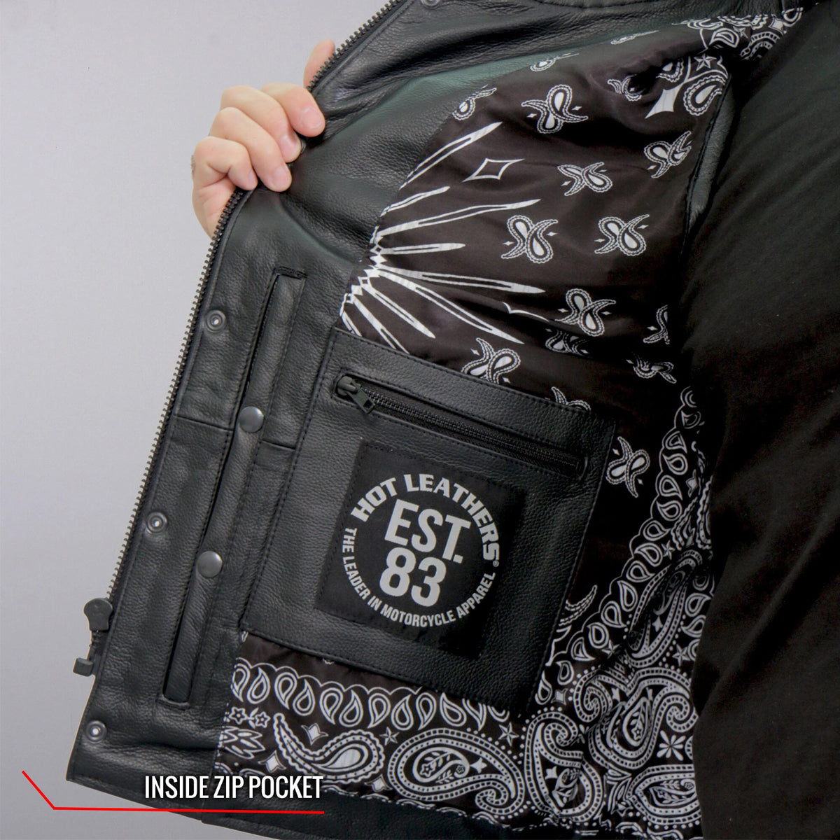 Hot Leathers Vest Paisley Black Carry Conceal