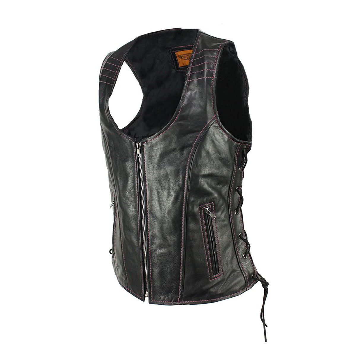 Pink leather hotsell motorcycle vest