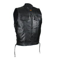 Men's Leather Gun Pocket Vest with Side Laces By Milwaukee Riders