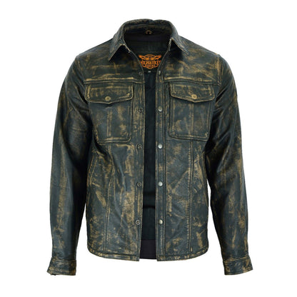 Men's Genuine Leather Shirt Naked Brown