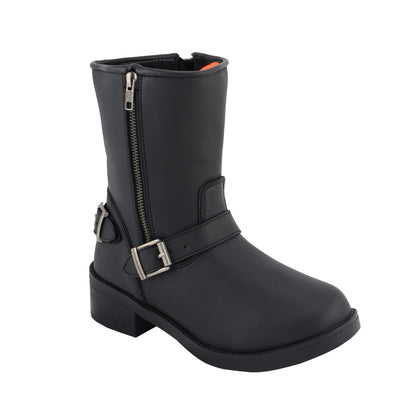 Ladies Black Engineer Style Riding Boots with Side Zipper