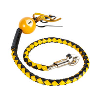 Black And Yellow Fringed Get Back Whip W/ Pool Ball