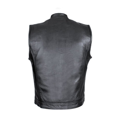 Split Cowhide Leather Motorcycle Club Vest - Defender Vest
