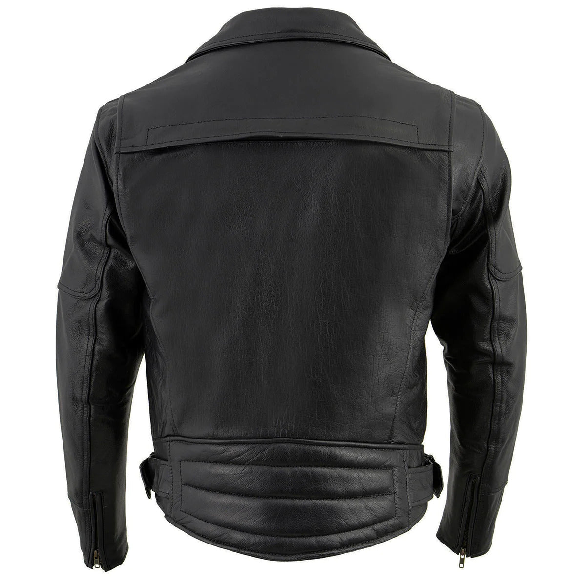 Black Genuine Leather Motorcycle Jacket for Men, 1.3mm Thick Police Style Biker Jacket