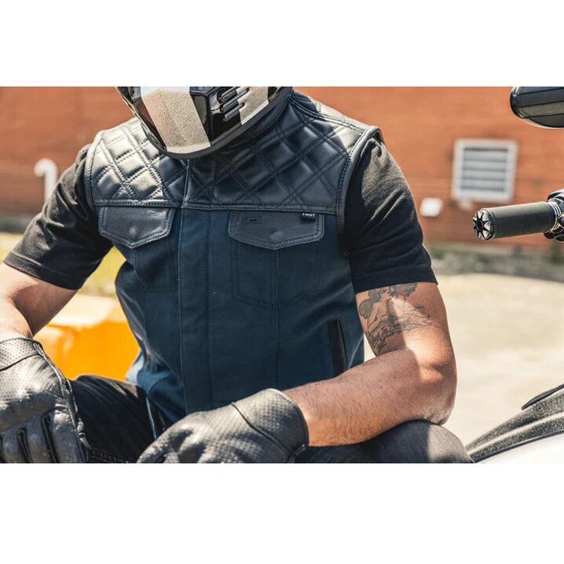 Hunt Club - Men's Motorcycle Leather Canvas Vest