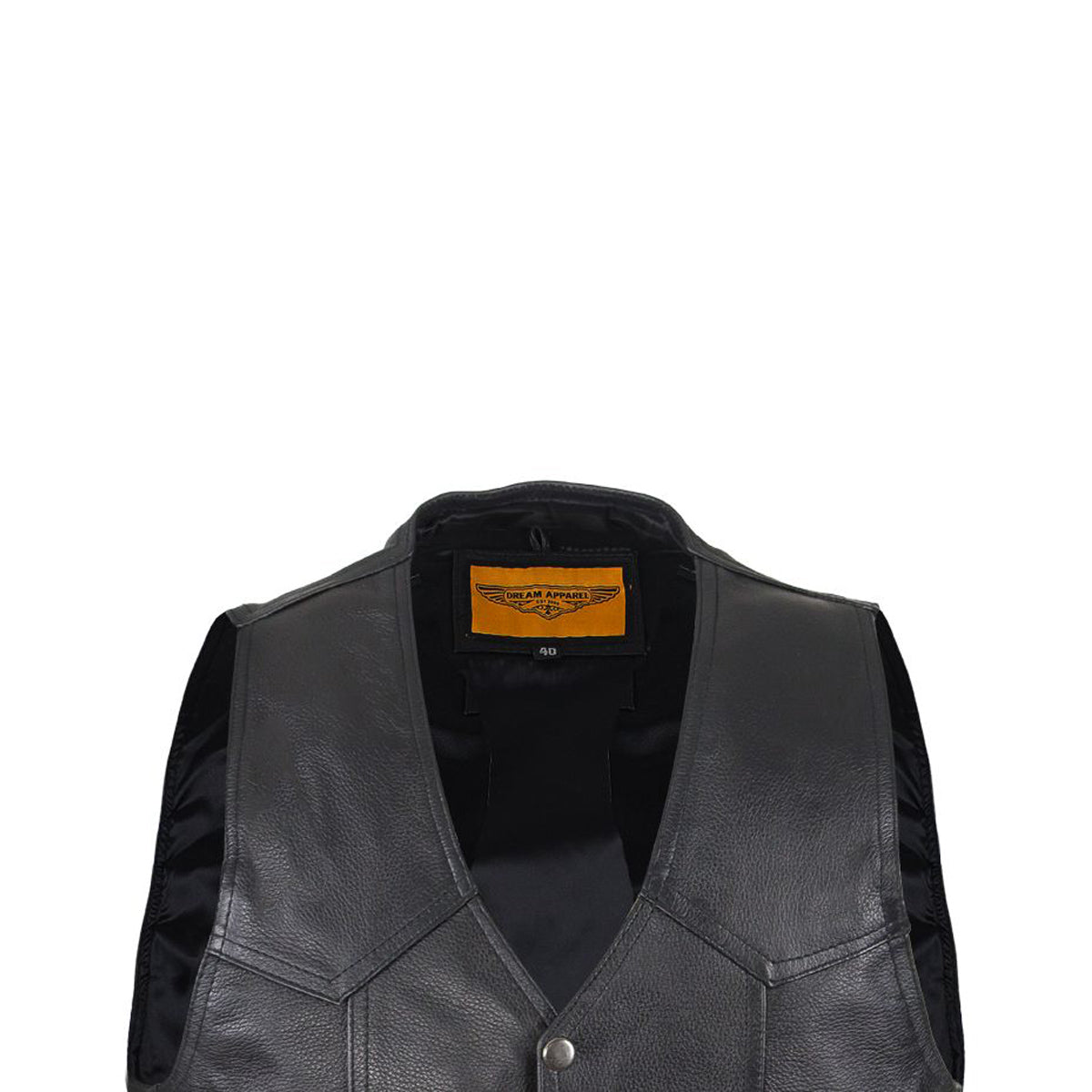 Mens Plain Black Leather Vest