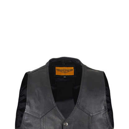 Mens Plain Black Leather Vest