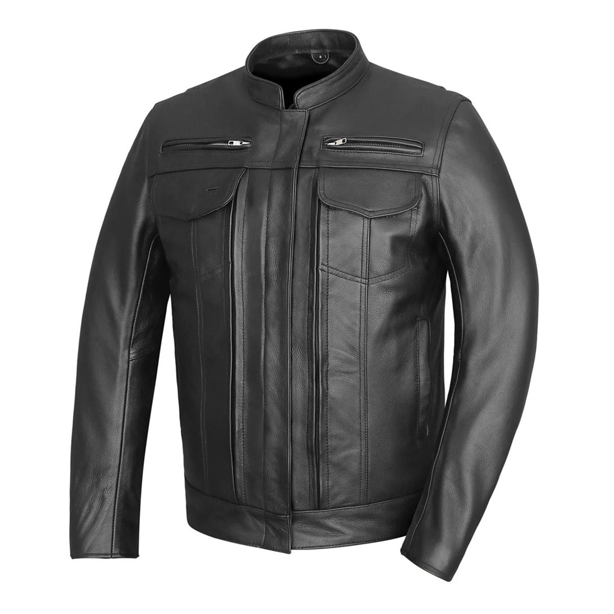 Vance Leathers' Men's Top Performer Motorcycle Leather Jacket with Double Conceal Carry Pockets