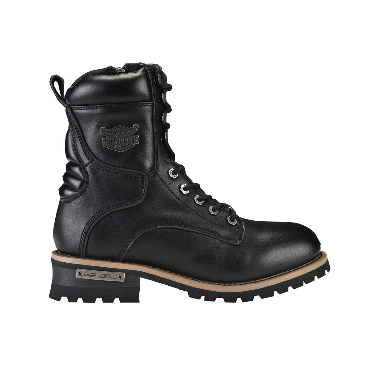 Men s Leather Motorcycle Boots Zipper And Lace Up By Milwaukee Riders Bikers Gear Online