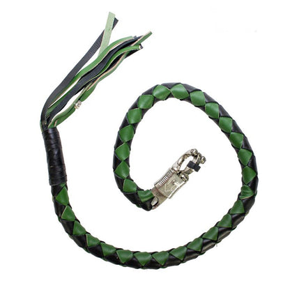 42" X 3" Hand-braided Naked Cowhidwe Leather Get Back Whip - Black/Green