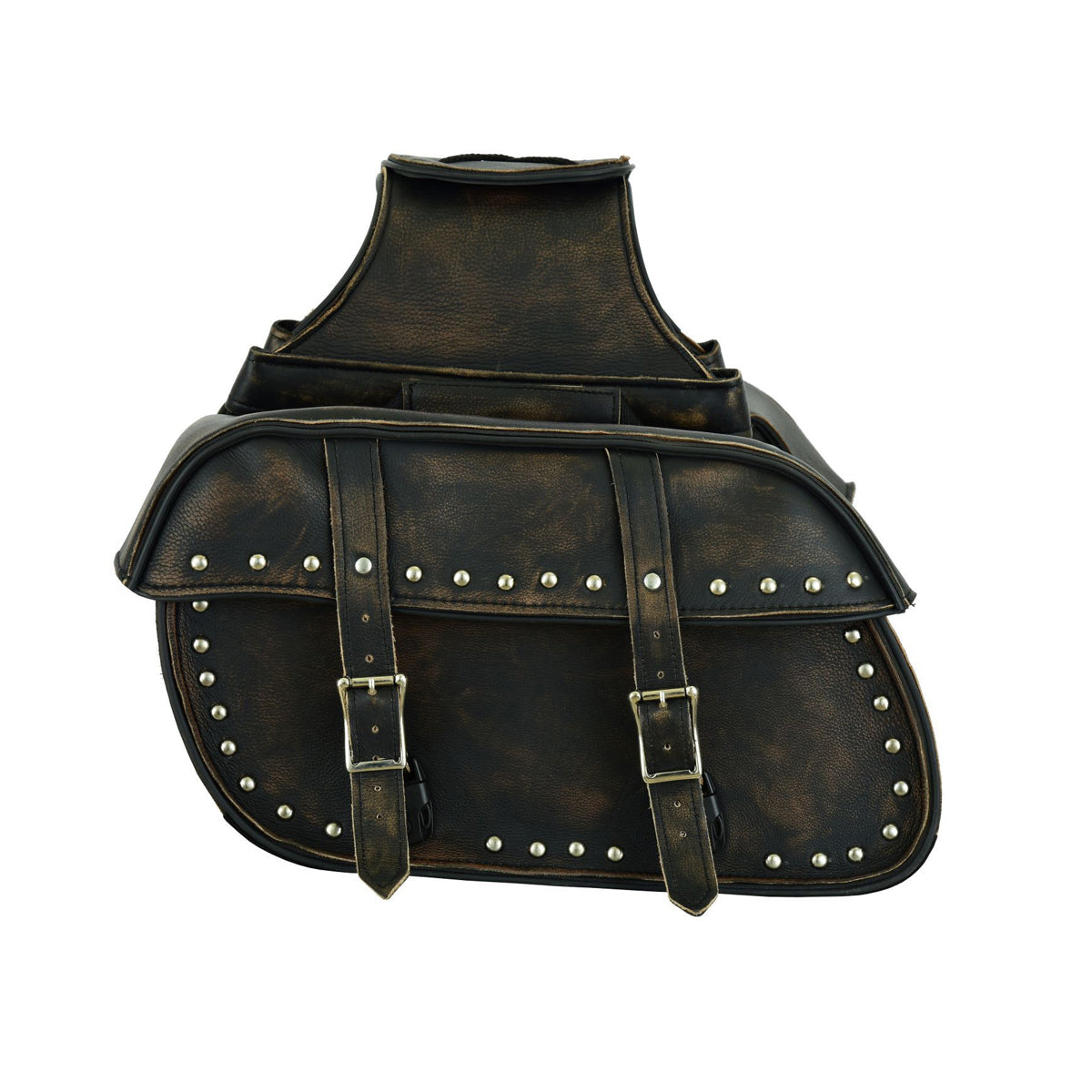 Genuine Distressed Brown Naked Cowhide Leather Concealed Carry Saddlebag