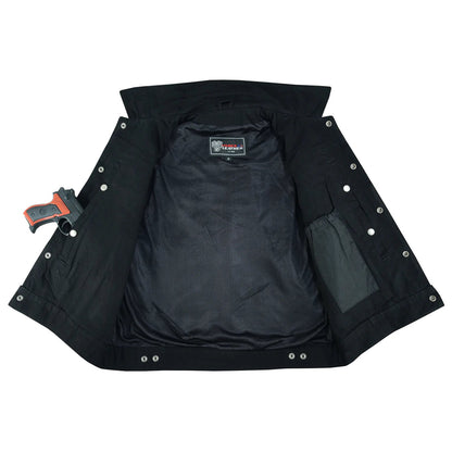 Men's Black Denim Vest with Collar