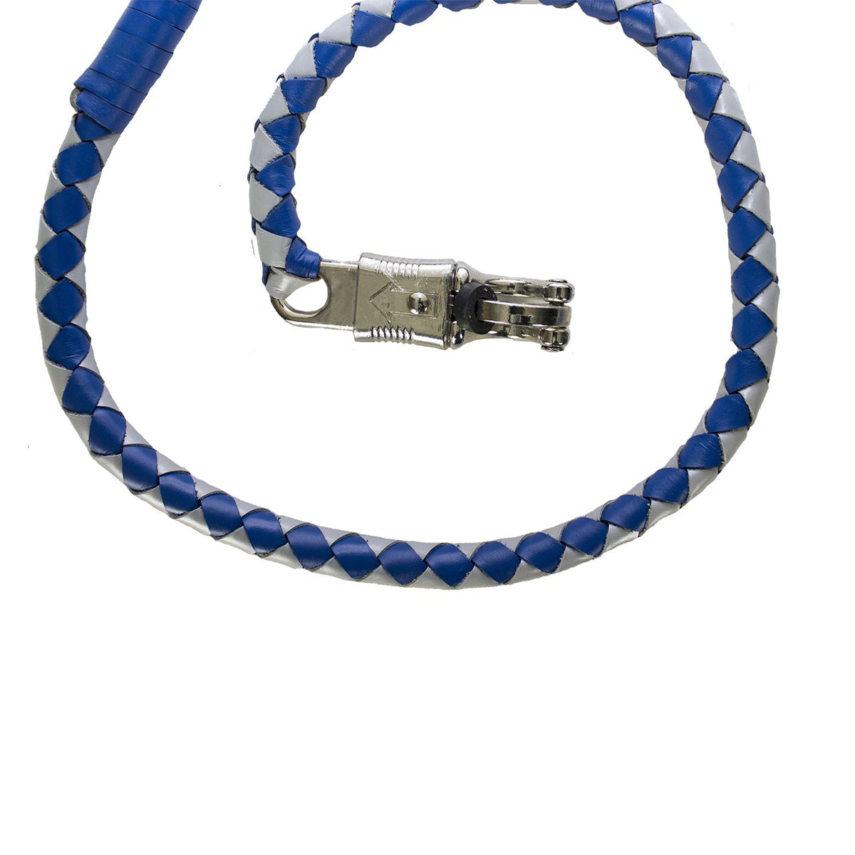 Blue and Silver Hand-Braided Leather Get Back Whip