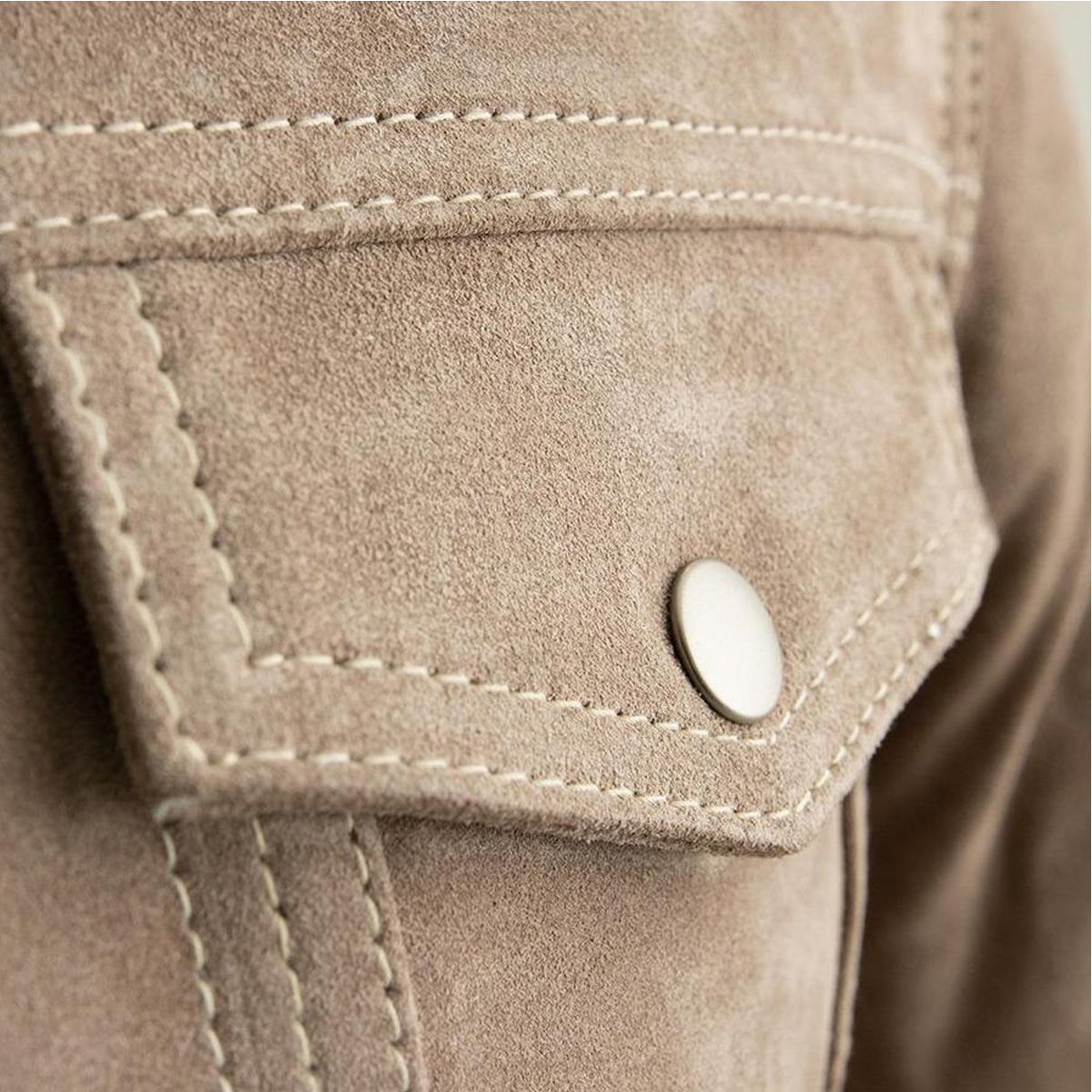 Luke - Men's Faux Shearling Cow Suede Jacket (Taupe)