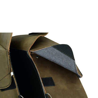 Genuine Premium Naked Brown Leather Concealed Carry Motorcycle Saddlebag