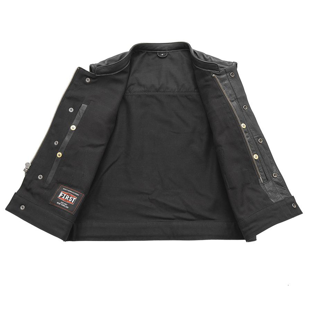 Lowrider - Men's Motorcycle Leather/Twill Vest