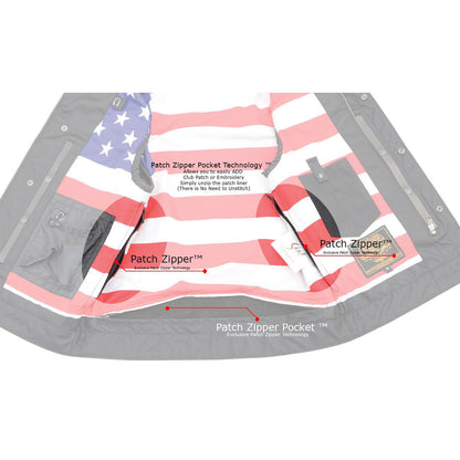 Men’s ‘Old Glory’ Black Leather Vest with Laced Arm Holes