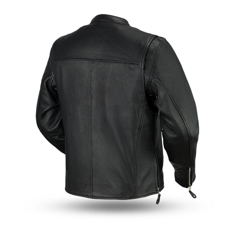Ace - Clean Cafe Style Men's Leather Jacket