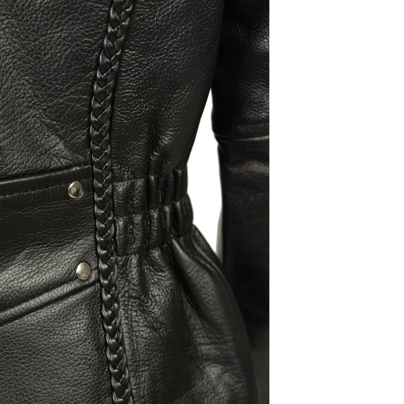 Ladies Black Braided Jacket with Studded Back and Gun Pockets