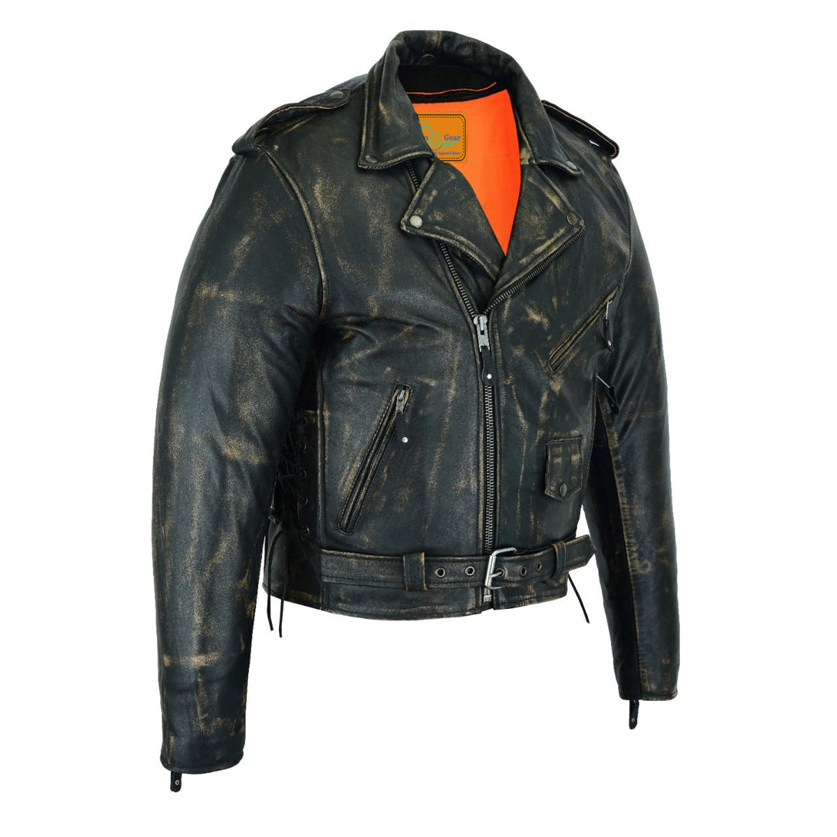Men's Brown Motorcycle Jacket with Gun Pockets