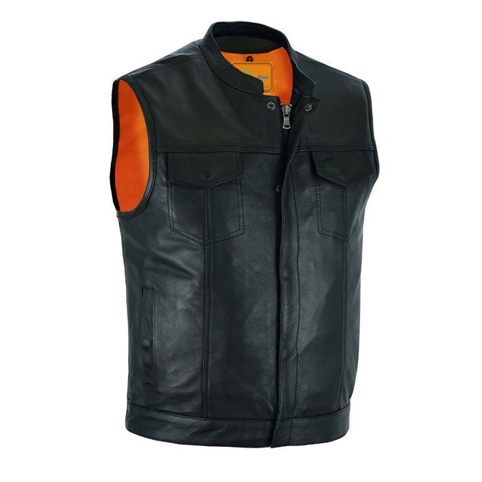 CLUB VEST® Gun Pockets, Front Zipper,Concealed Snaps,Premium Naked Cowhide Leather