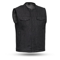 (Haywood)  Rough neck denim Vest (Black)