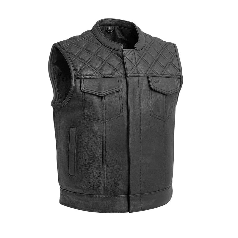 Upside Mens Club Style Leather Vest (Black)